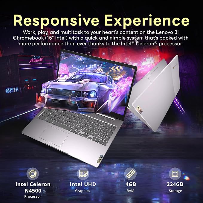 Lenovo Ideapad 3 15.6" FHD Chromebook, Intel Celeron N4500, 4GB LPDDR4X - Image 3