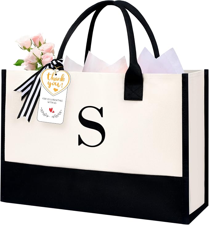 BAGAIL Initial Tote Bag, Personalized Birthday Gifts by BAGAIL