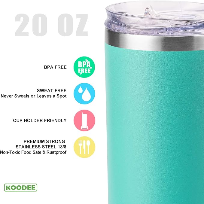 koodee 20 oz Stainless Steel Skinny Tumbler Double Wall Insulated Water Tumbler - Image 4