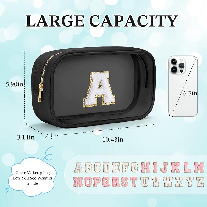 YOOLIFE Initial Makeup Bag Travel Toiletry Bag Clear Makeup Bag Cosmetic Bags - Image 4