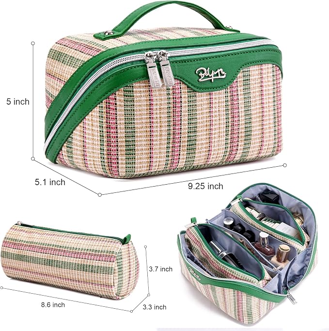 Travel Makeup Bag for Women: Large Capacity Open Flat Make up Bag Set of 3 - Image 2