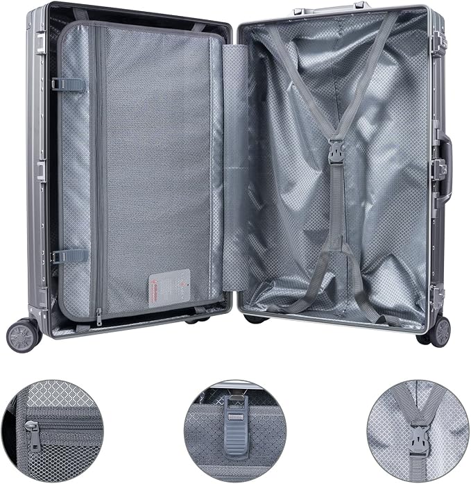 TRAVELKING All Aluminum Luggage Zipperless Hard Shell Luggage Case - Image 3