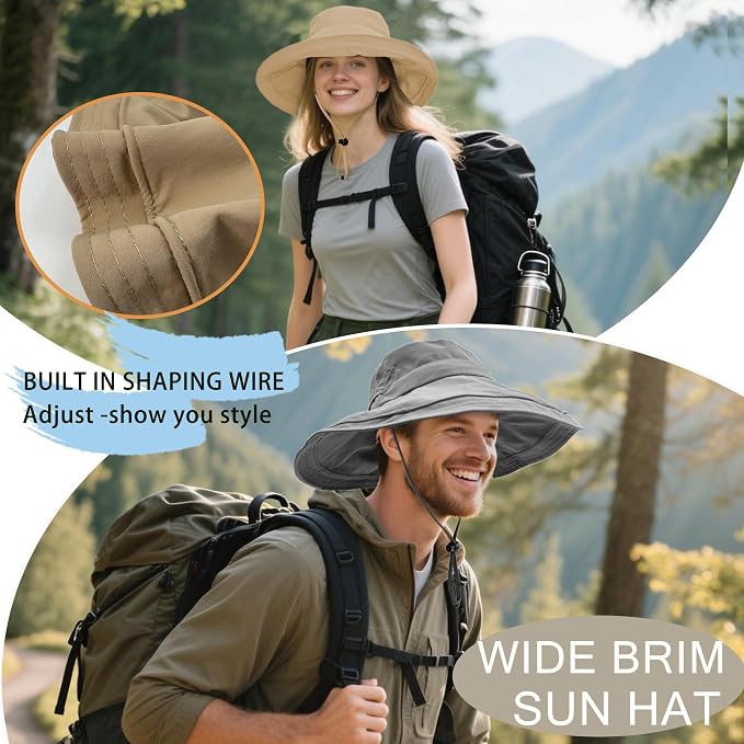 Sun Hats for Women Men UV Protection Wide Brim Bucket Hat - Image 4