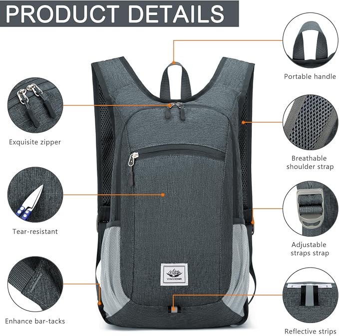 Esup 15L Lightweight Hiking Backpack Foldable Small Travel Backpack Packable - Image 4