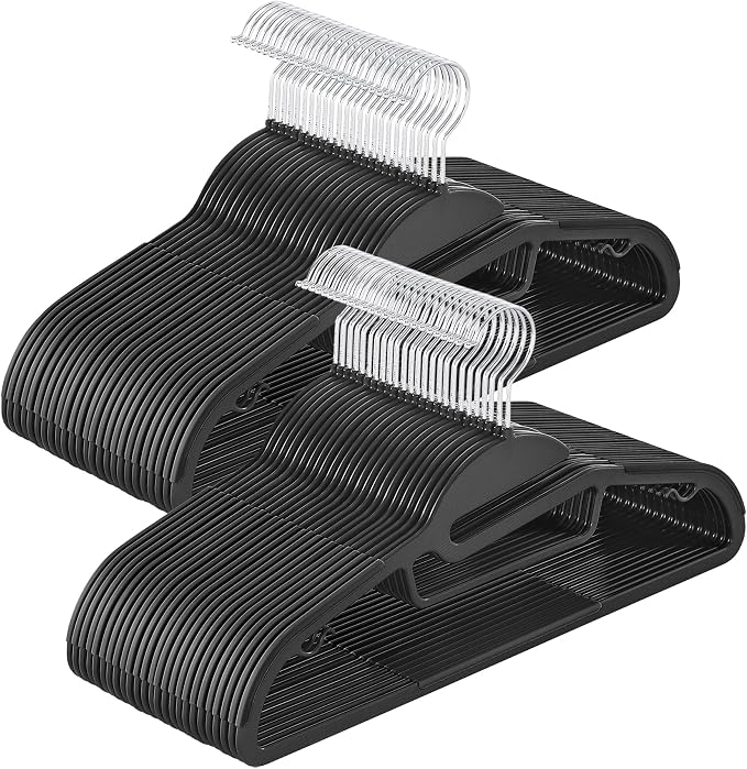 SONGMICS 50 Pack Coat Hangers, Heavy-Duty Plastic Suit Hangers, S-Shaped Opening by SONGMICSbySONGMICSHOME