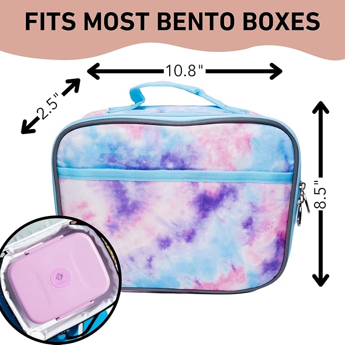 Fenrici Tie Dye Lunch Box for Girls, Insulated Lunch Bag, Soft Sided - Image 3