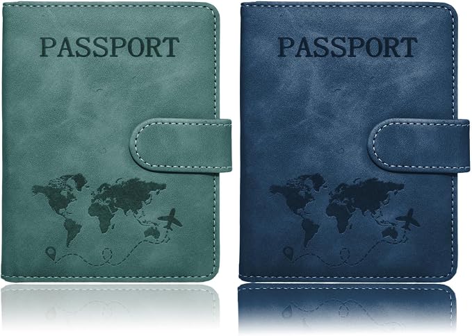 Passport Holder for Travel Essentials, 2 Pack Rfid Passport Cover for Women Men by SOVIROSE