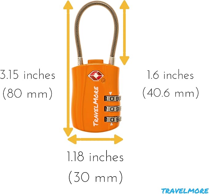 6 Pack TSA Approved Travel Combination Cable Luggage Locks - Image 2