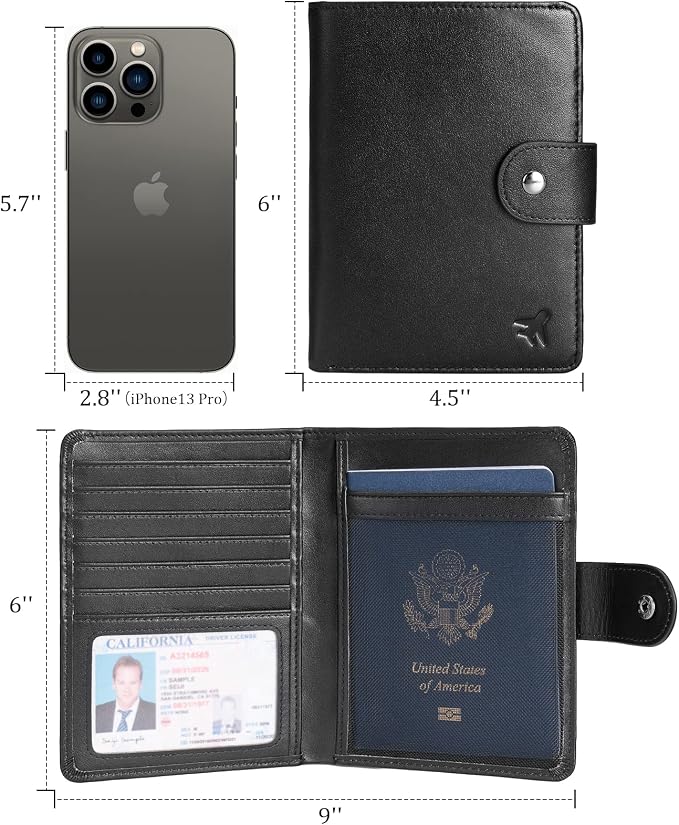 Polare Luxury RFID Blocking Leather Passport Holder Travel Wallet - Image 7