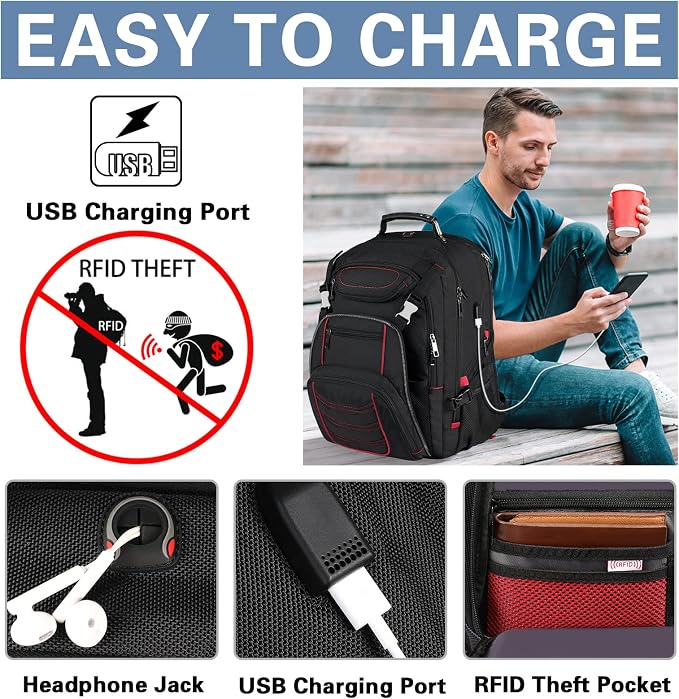 18.4 Laptop Backpack for Men, Extra Large Gaming Laptops Backpack - Image 4