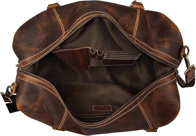 KomalC Leather Duffel Bags for Men and Women Full Grain Leather Travel - Image 3