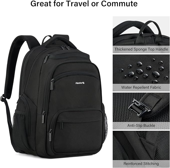 Hanke College Laptop Backpack Multi-Pocket, 18-Inch Large Travel Backpack - Image 4