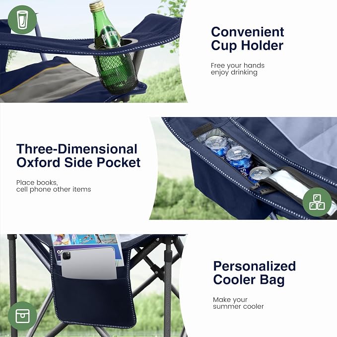 HIGH POINT SPORTS Oversized Portable Folding Camping Chair, 450 LBS Support - Image 4