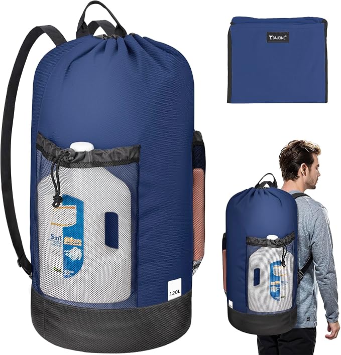 BALEINE 120L Laundry Bag Backpack, 900D Oxford Fabric Large Travel Laundry Bags by BALEINE