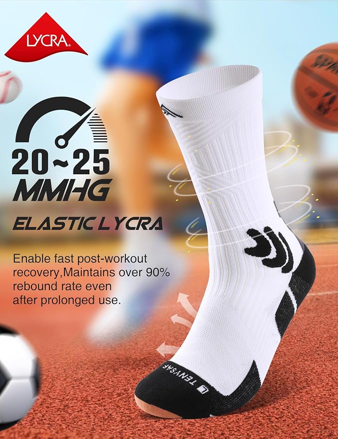 Men's Compression Running Socks: Coolmax Athletic Crew Socks Moisture Wicking - Image 3