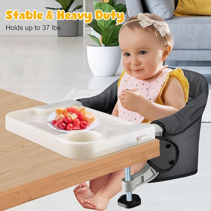 Hook On Chair with Removable Dining Tray, Portable Table High Chair, Folding - Image 4