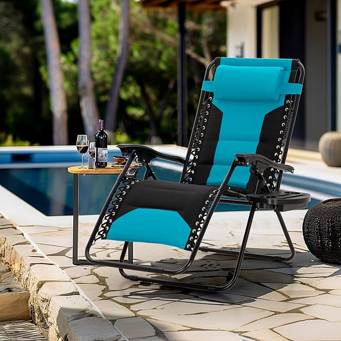 MFSTUDIO Padded Zero Gravity Chair Set of 2, Folding Patio Lounge Recliner - Image 2