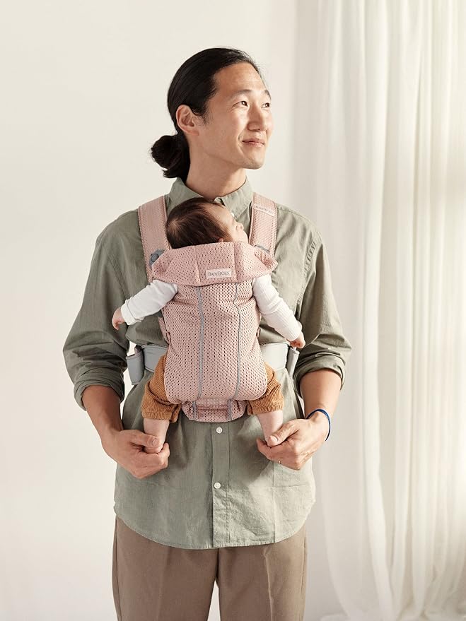 BabyBjörn Baby Carrier Mini, 3D Mesh, Dusty Pink | Newborn Carrier, Easy-to-Use - Image 2
