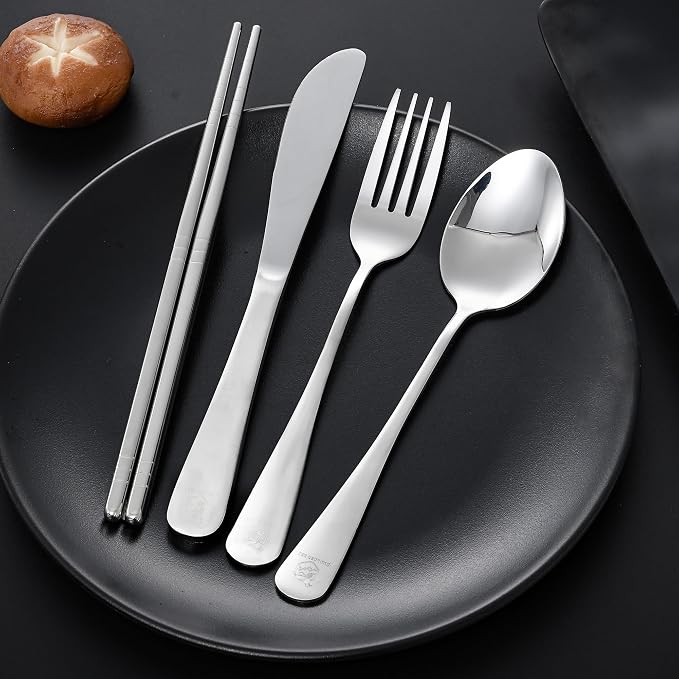 Boulder Bee Travel Utensils Set | Reusable Camping Cutlery Set | Stainless - Image 6