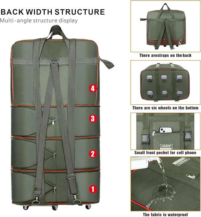 Expandable Large Capacity Travel Bag Oxford Cloth Duffel Bag - Image 6