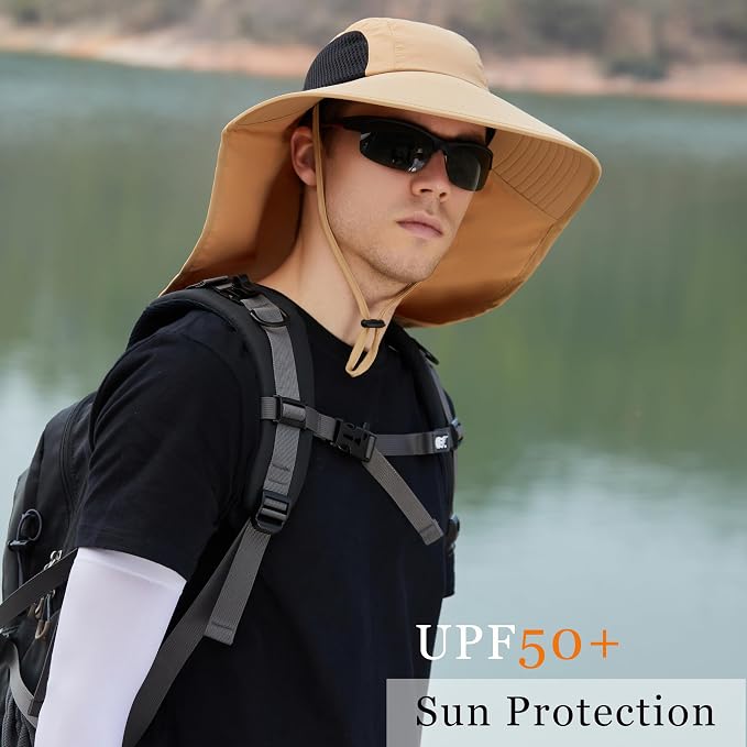 Sun Hat for Men Women with Neck Flap, UPF 50+ UV Protective Hiking Fishing Hats - Image 5