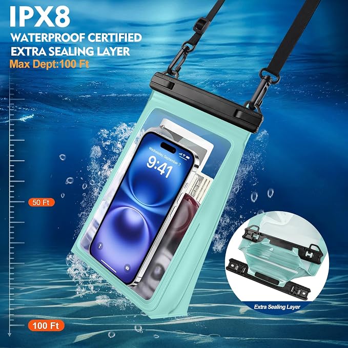 Large Waterproof Phone Pouch, Cell Phone Dry Bag - Image 3