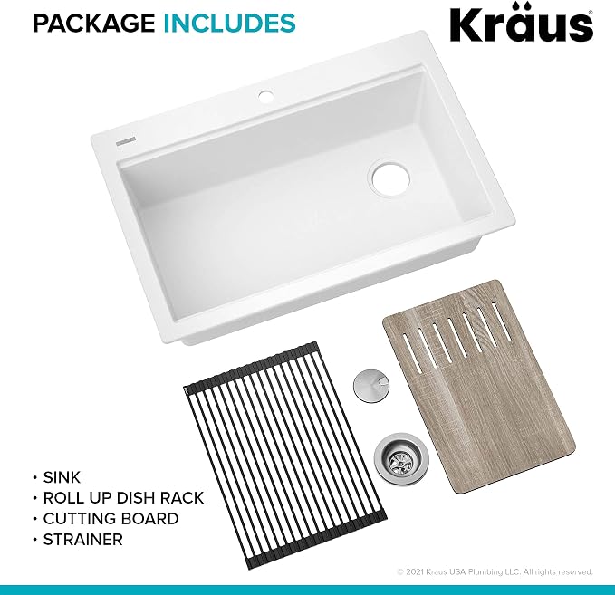 KRAUS Bellucci Workstation 33 in. Drop In Single Bowl Granite Kitchen Sink in - Image 15