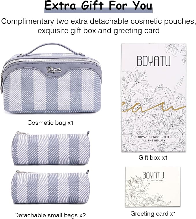 BOYATU Makeup Bag Travel Cosmetic Bag: 3 Pcs Set Portable Make up Bags - Image 6