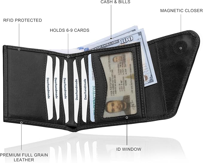 Leather RFID Wallet for Men, Slim Leather Mens Wallet, Handcraft Men's Wallets - Image 3
