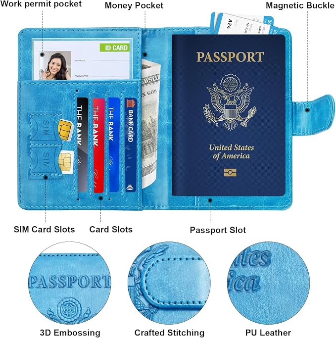 Herain Passport Holder for Travel Cruise Essentials, RFID Passports Book Card - Image 4
