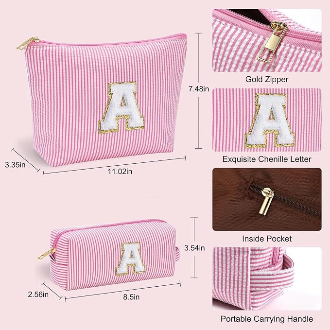 YOOLIFE Initial Cute Pink Makeup Bag Pouch Gift - Image 4