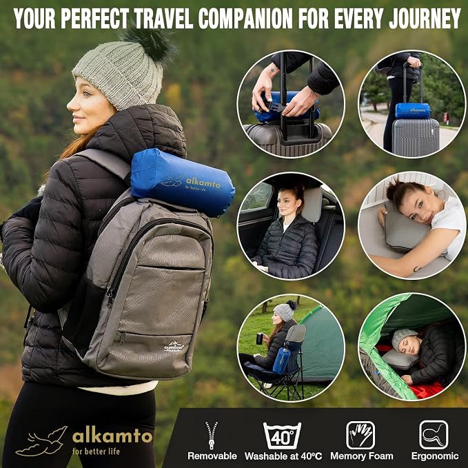 Travel & Camping Comfortable Memory Foam Pillow – Easy to Carry Portable Bag – - Image 6