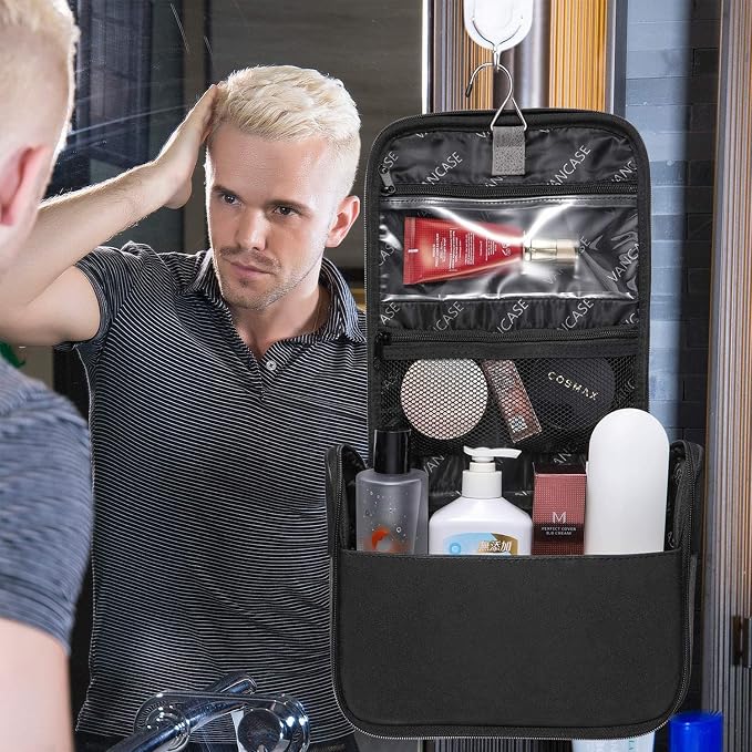 Hanging Toiletry Bag for Men VANCASE Vintage Leather Shaving Dopp Kit Medium - Image 7