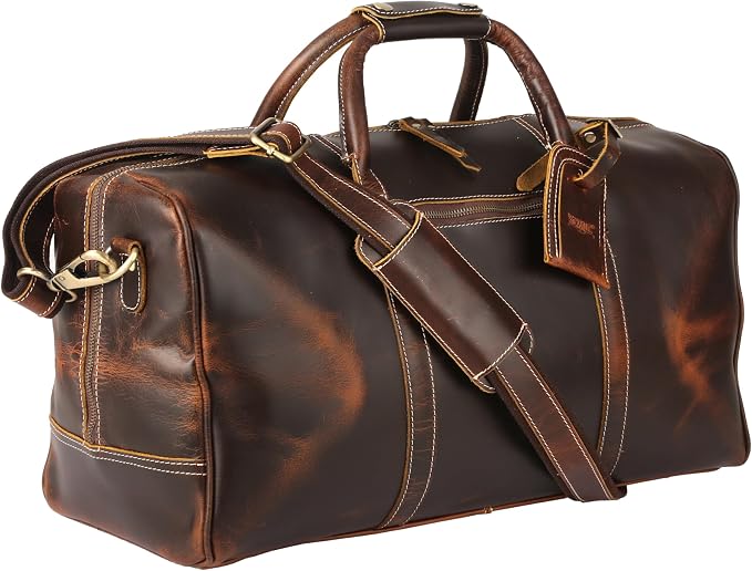 KomalC Leather Duffel Bags for Men and Women Full Grain Leather Travel by KomalC