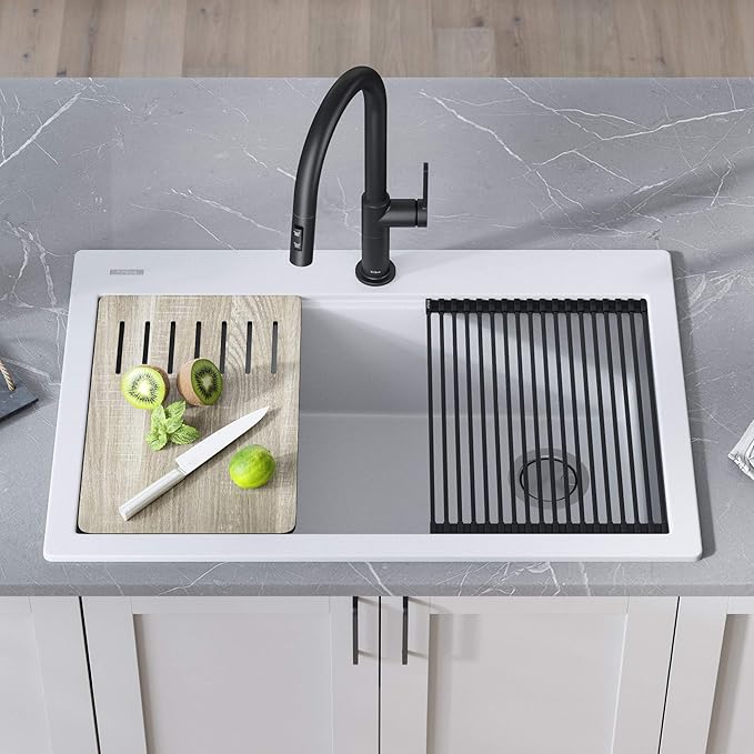 KRAUS Bellucci Workstation 33 in. Drop In Single Bowl Granite Kitchen Sink in - Image 2