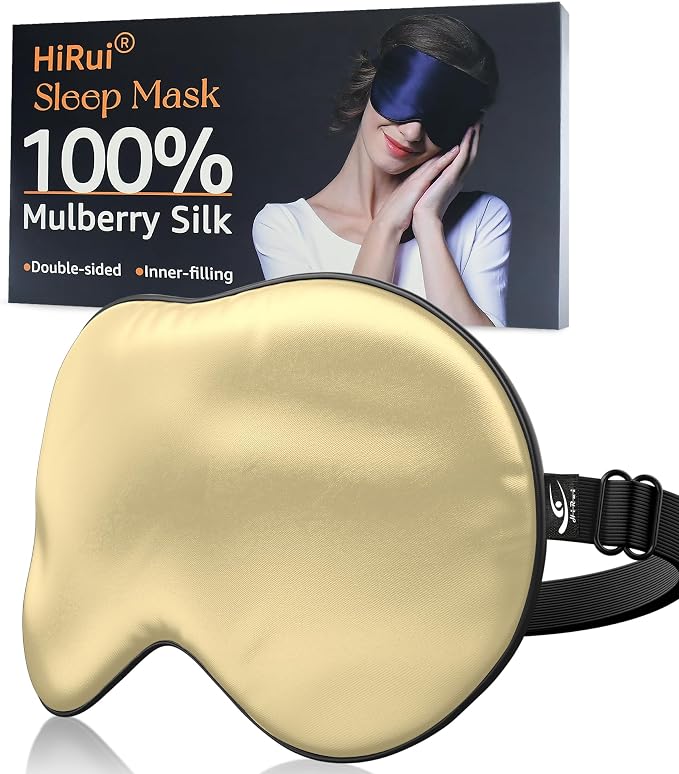 HiRui Silk Sleep Mask, 100% Natural Mulberry Silk of Double-Sided & by HiRui