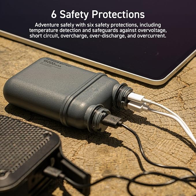 ELECOM NESTOUT Rugged Power Bank, 15000mAh Outdoor Charger, 32W USB-C Fast - Image 7