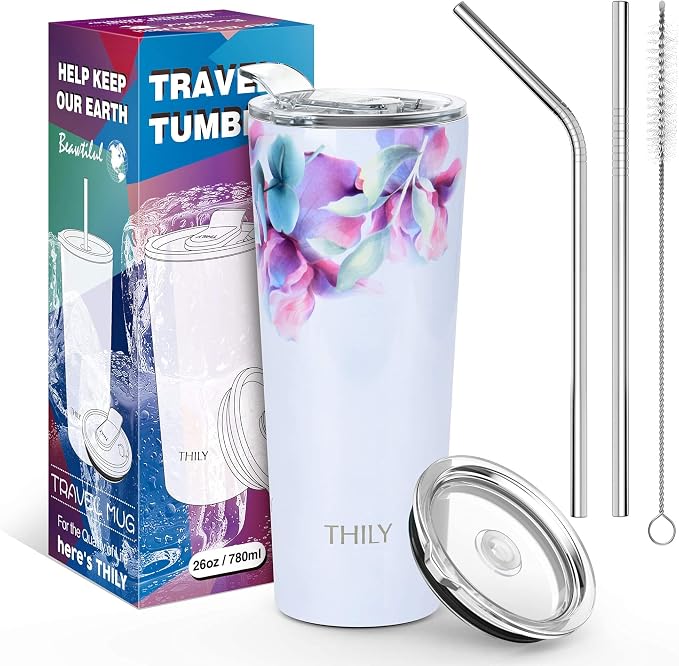 THILY Stainless Steel Vacuum Insulated Tumbler Travel Mug 26 oz Coffee Cup - Image 5