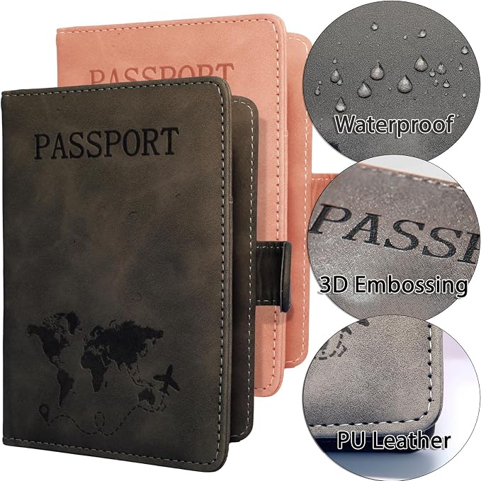 Passport Holder for Travel Essentials, 2 Pack Rfid Passport Cover for Women Men - Image 5