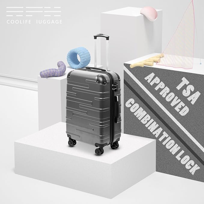 Coolife Luggage Suitcase Carry-on Hardside Travel Luggage TSA Lock Spinner - Image 2