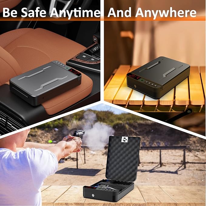 Portable Gun Pistol Safe with LCD Display of Temp, Biometric Fingerprint - Image 5