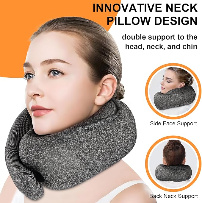 Travel Pillow - Hooded Neck Pillow Airplane Memory Foam Filling - Image 3