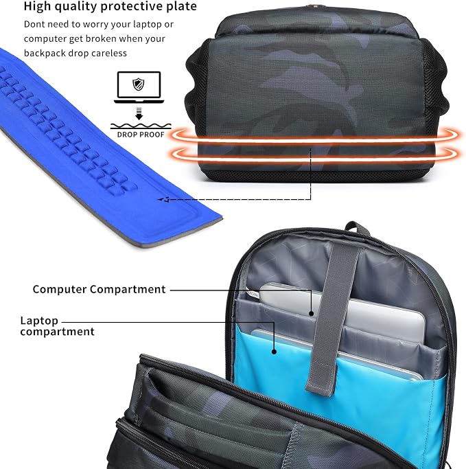 DUSLANG 17 Inch Travel Laptop Backpack Water Resistant Hiking Backpack - Image 3