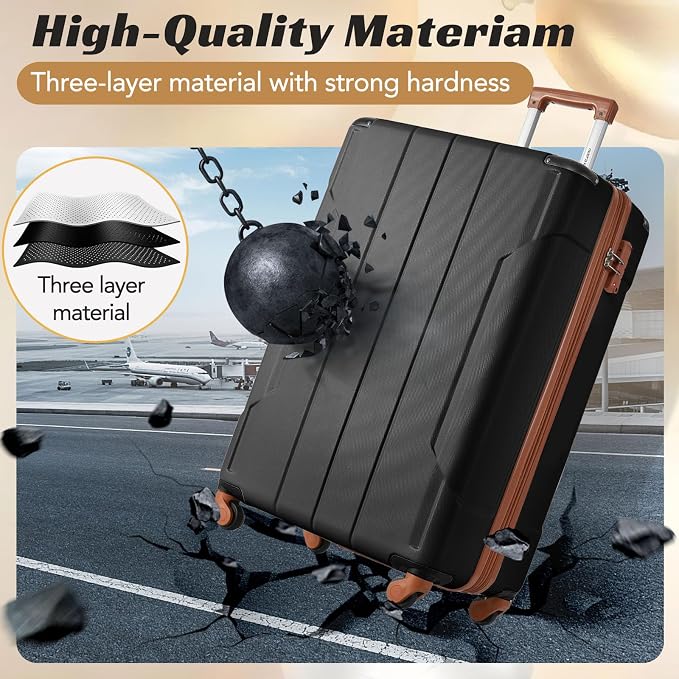 Merax Luggage Set 3 Piece Carry on Luggage, Lightweight Durable Suitcases - Image 8