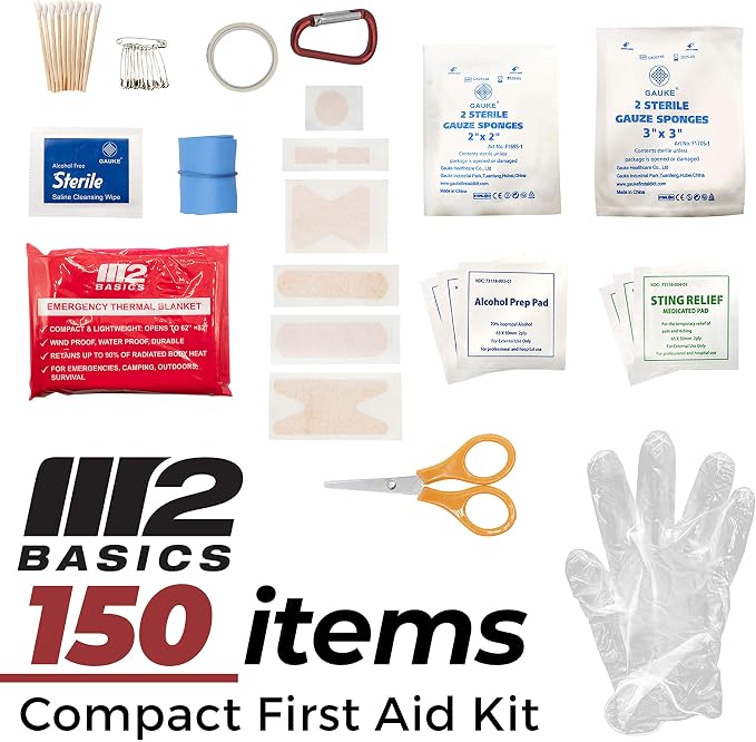 M2 BASICS All-Purpose 150 Piece First Aid Kit | Car, Survival | Small Emergency - Image 3