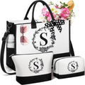 Personalized Christmas Gifts for Women, Initial Canvas Tote Bag & Makeup Bag by Unknown