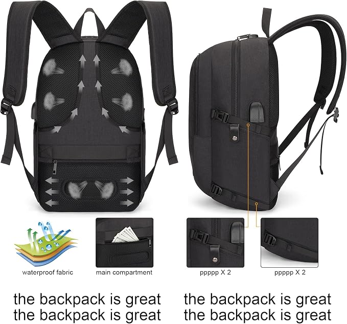 Tzowla Anti-Theft Water Resistant 17.3 Inch Laptop Backpack - Image 6