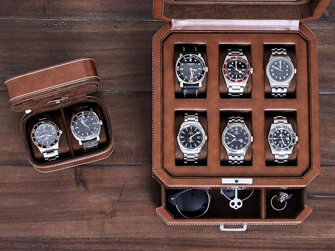 Gift Set 6 Slot Leather Watch Box - Image 2