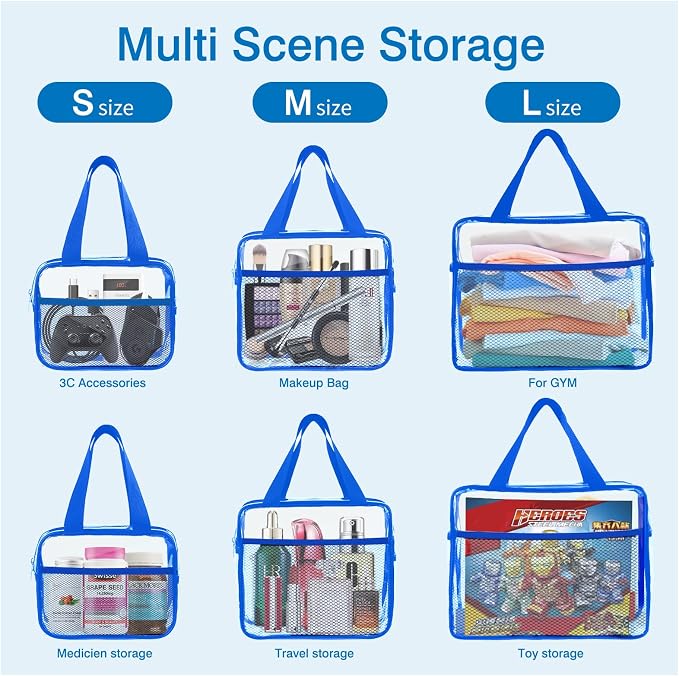 XEWEA Clear Travel Toiletry Bags, 3 Pack TSA Approved Transparent Makeup Bag - Image 4