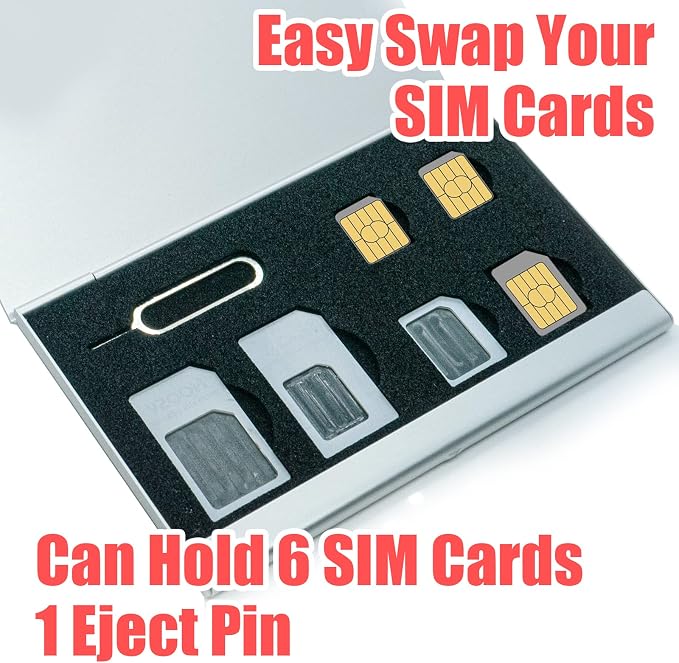Aluminum SIM Card Case, 6Slots Ultrathin SIM Card Holder - Image 2